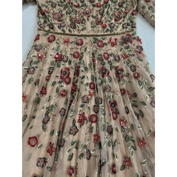 MAC DUGGAL 5533 Embellished Gown 4 Antique Rose High Neck Long Sleeves NWT $798 - Picture 15 of 16